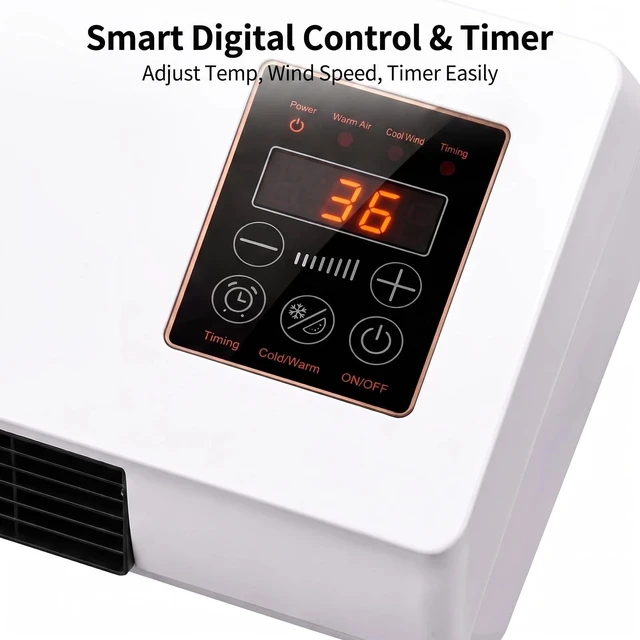 Alt view image 4 of 7 - 2-in-1 1800W Small Wall Mounted Electric Heater and Portable Air Conditioner