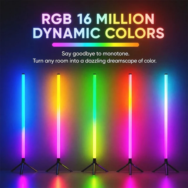 Alt view image 5 of 7 - 2Pack RGB LED Corner Floor Lamp Light Stand Gaming Room Decor APP+Remote Control