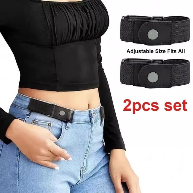 Main image of 2PCS No Buckle Elastic Belt Invisible Waist Belt for Jeans Pants Women