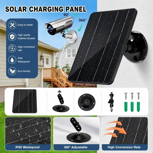 Main image of 20W 5V USB C Solar Panel For Security Camera 360°Adjustable Mounting Waterproof