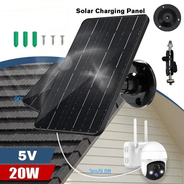 Alt view image 2 of 7 - 20W 5V USB C Solar Panel For Security Camera 360°Adjustable Mounting Waterproof