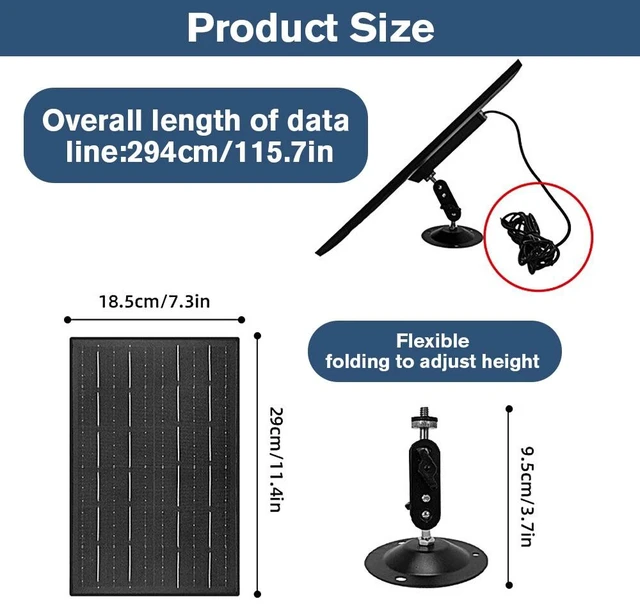 Alt view image 3 of 7 - 20W 5V USB C Solar Panel For Security Camera 360°Adjustable Mounting Waterproof