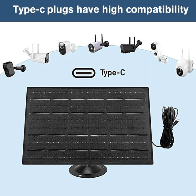 Alt view image 7 of 7 - 20W 5V USB C Solar Panel For Security Camera 360°Adjustable Mounting Waterproof