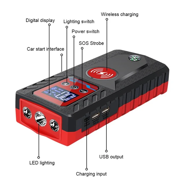 Alt view image 2 of 7 - 8000A Car Jump Starter Booster Jumper Pack Power Bank For 6.0L Gas&5.0L Die