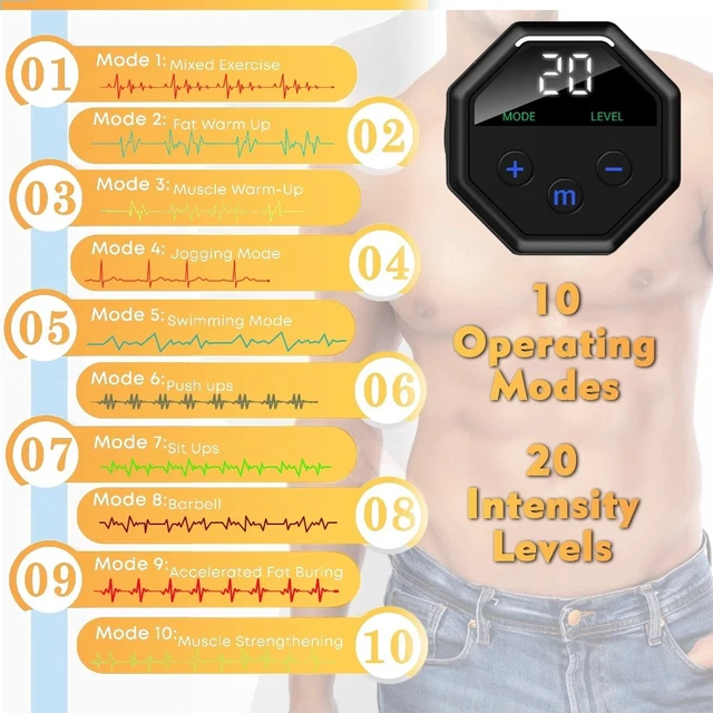 Alt view image 7 of 7 - Rechargeable EMS Abdominal Muscle Toning Belt Trainer ABS Stimulator Toner Belt