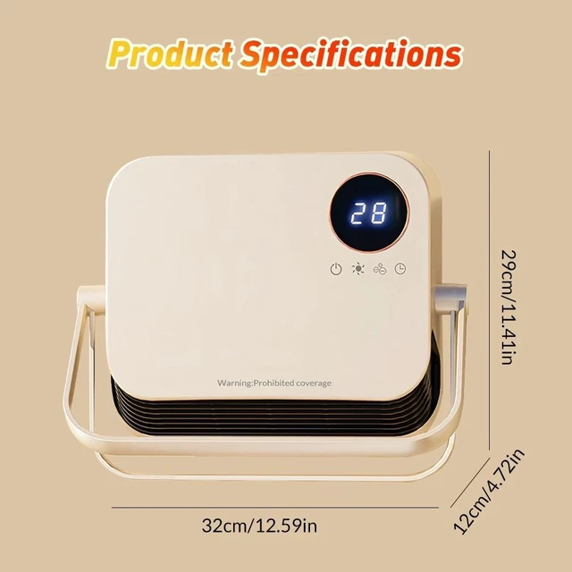 Alt view image 2 of 7 - 1500W Wall Electric Heater Small Space Heater Heater Fan For Bathroom & indoor