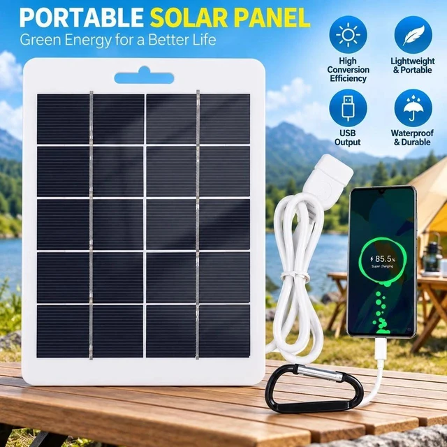 Main image of 10W 5V Solar Panel USB Charging For Phone Charger Camping Hiking Power Bank