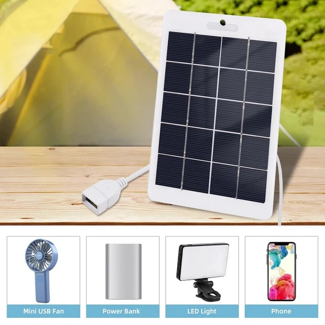 Alt view image 5 of 7 - 10W 5V Solar Panel USB Charging For Phone Charger Camping Hiking Power Bank