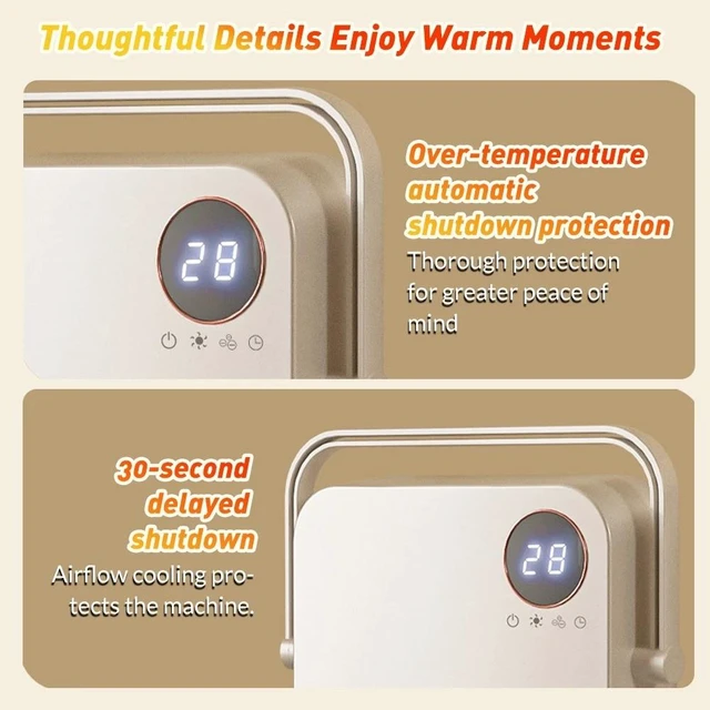 Alt view image 4 of 7 - 1500W Wall Electric Heater Small Space Heater Heater Fan For Bathroom & indoor