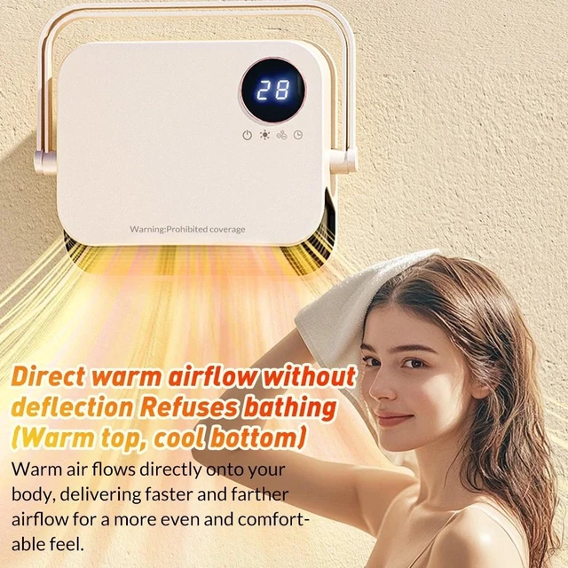 Alt view image 5 of 7 - 1500W Wall Electric Heater Small Space Heater Heater Fan For Bathroom & indoor