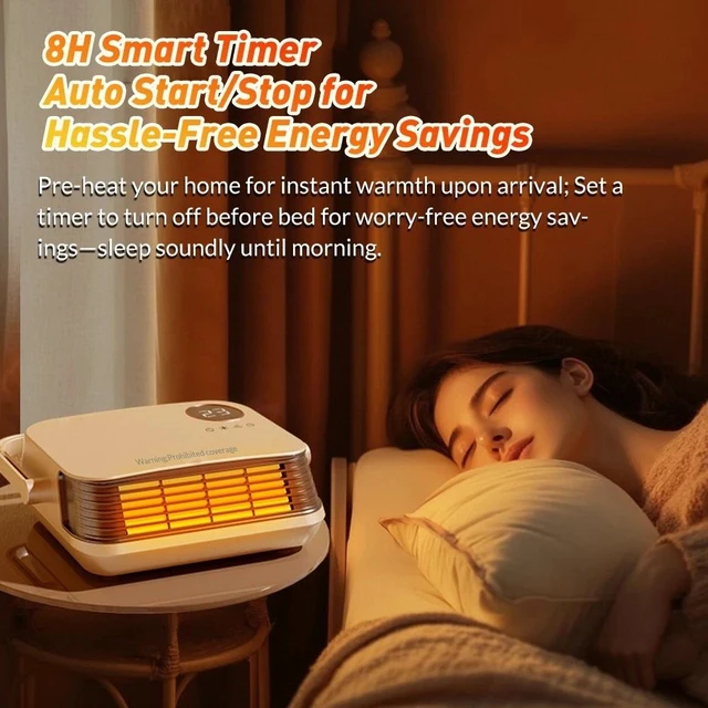 Alt view image 6 of 7 - 1500W Wall Electric Heater Small Space Heater Heater Fan For Bathroom & indoor