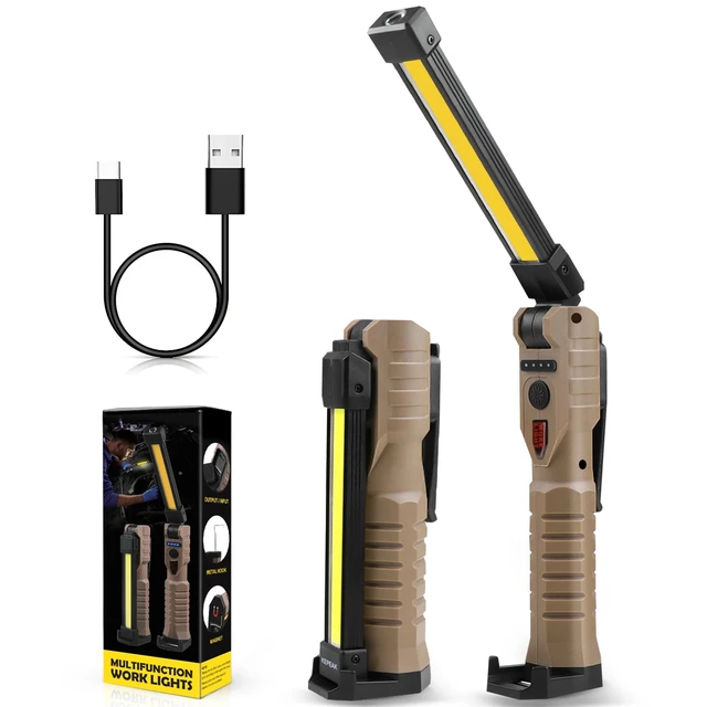 Alt view image 7 of 7 - LED COB Work Light Mechanic Flashlight Lamp Magnetic Base Bright Rechargeable