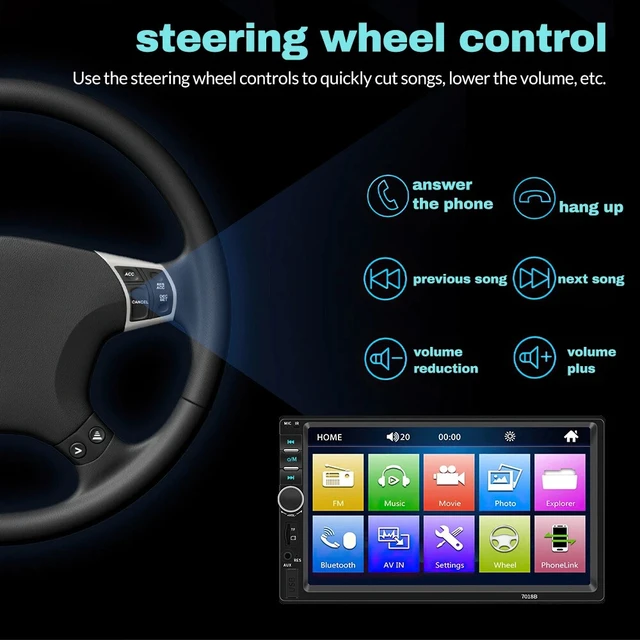Alt view image 5 of 7 - 2 Din 7''Car Radio Stereo MP5 MirroLink Touch Screen+Rear Camera For Ios&Android