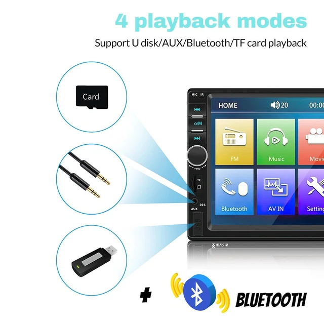 Alt view image 3 of 7 - 2 Din 7''Car Radio Stereo MP5 MirroLink Touch Screen+Rear Camera For Ios&Android