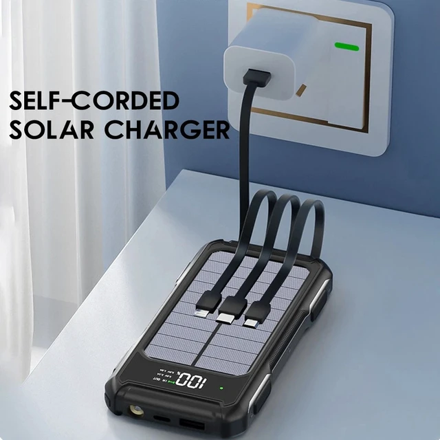 Alt view image 4 of 7 - Universal 40000mAh Solar Power Bank Fast Charger Battery For Cell Phone +4 Cable