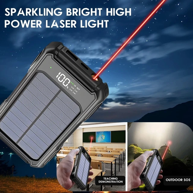 Alt view image 7 of 7 - Universal 40000mAh Solar Power Bank Fast Charger Battery For Cell Phone +4 Cable