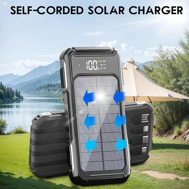 Alt view image 5 of 7 - Universal 40000mAh Solar Power Bank Fast Charger Battery For Cell Phone +4 Cable