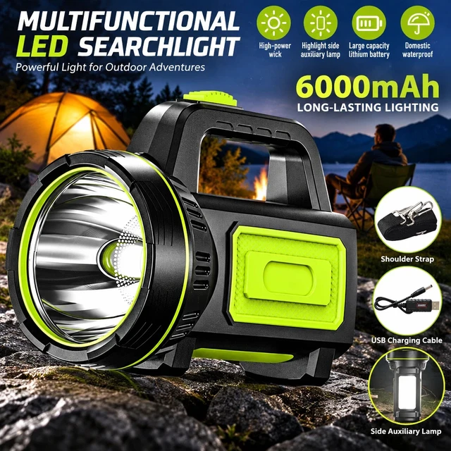 Main image of Searchlight LED Flashlight Hand lamp Hunting Fishing Light USB Rechargeable