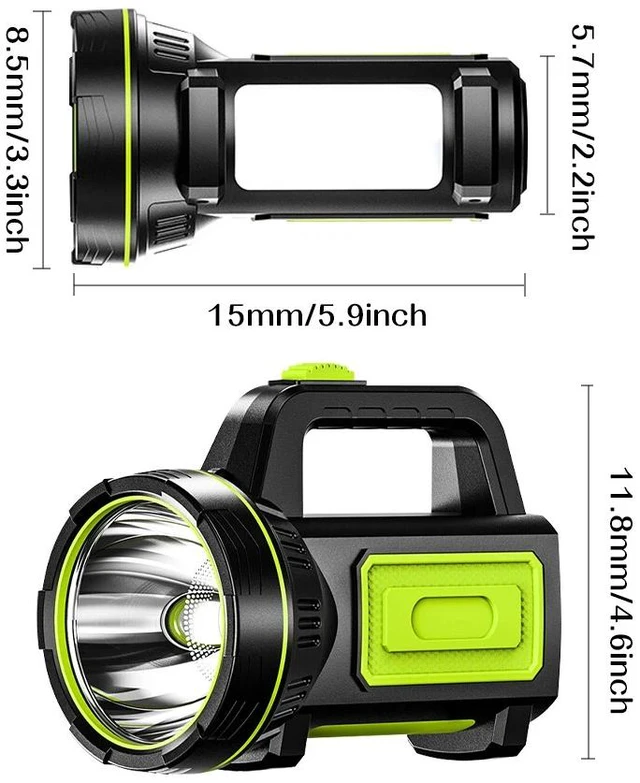 Alt view image 2 of 7 - Searchlight LED Flashlight Hand lamp Hunting Fishing Light USB Rechargeable