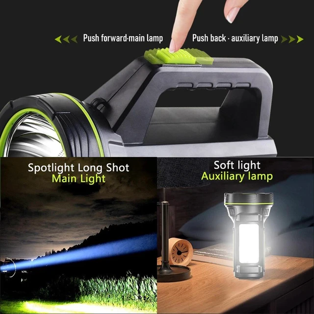Alt view image 3 of 7 - Searchlight LED Flashlight Hand lamp Hunting Fishing Light USB Rechargeable