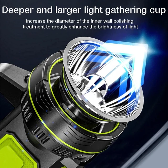 Alt view image 7 of 7 - Searchlight LED Flashlight Hand lamp Hunting Fishing Light USB Rechargeable