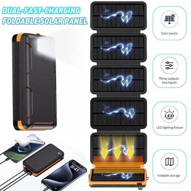 Main image of 46800mAh Solar Power Bank With Folding Solar Panel for Hiking Phone Charger