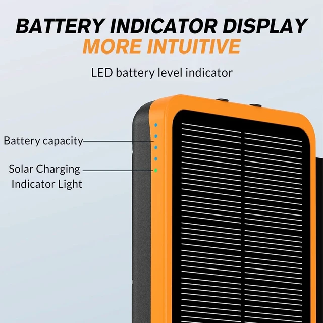 Alt view image 4 of 7 - 46800mAh Solar Power Bank With Folding Solar Panel for Hiking Phone Charger