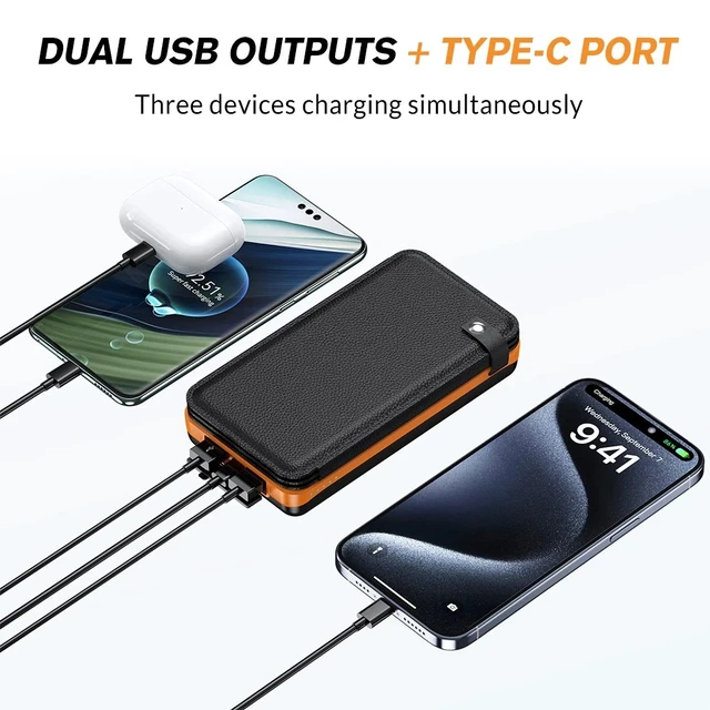 Alt view image 6 of 7 - 46800mAh Solar Power Bank With Folding Solar Panel for Hiking Phone Charger
