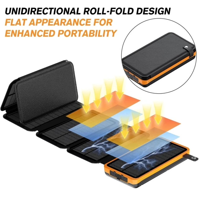 Alt view image 5 of 7 - 46800mAh Solar Power Bank With Folding Solar Panel for Hiking Phone Charger