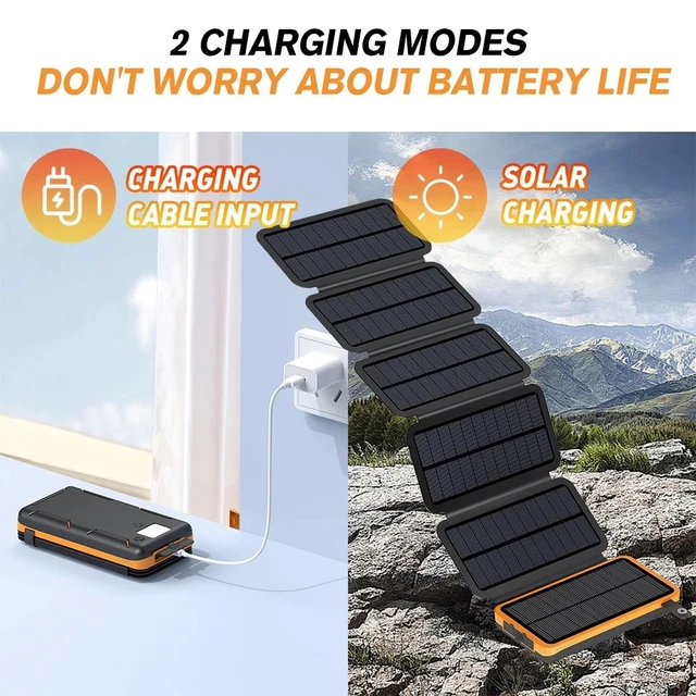 Alt view image 7 of 7 - 46800mAh Solar Power Bank With Folding Solar Panel for Hiking Phone Charger