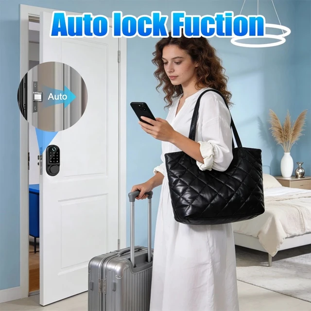 Alt view image 5 of 7 - 5-in-1 Fingerprint Door Lock Biometric Smart Lock Bluetooth Key&IC Card Deadbolt