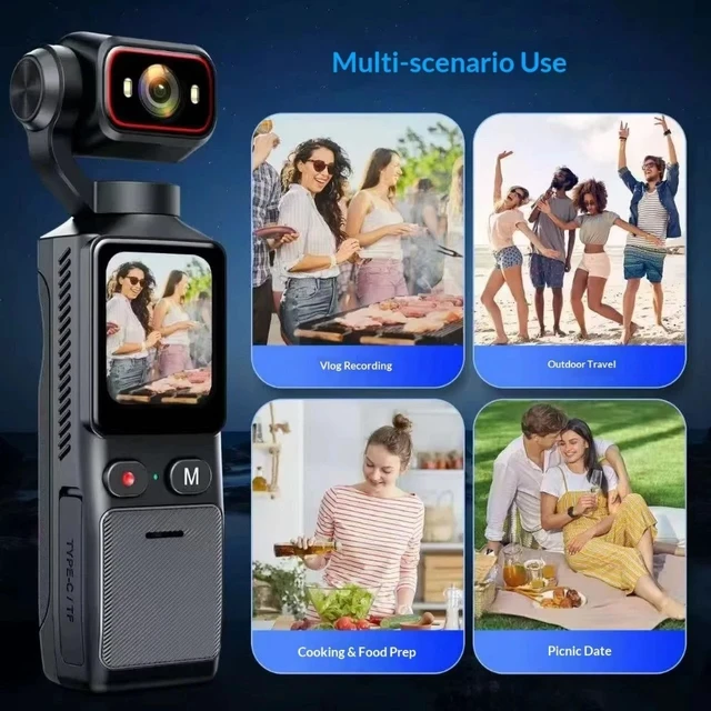 Alt view image 3 of 7 - 2.7K HD Pocket 3 Action Camera 180° Rotation WiFi Vlog Handheld Sports Cam Loop
