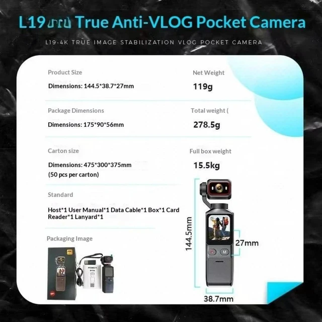 Alt view image 7 of 7 - 2.7K HD Pocket 3 Action Camera 180° Rotation WiFi Vlog Handheld Sports Cam Loop