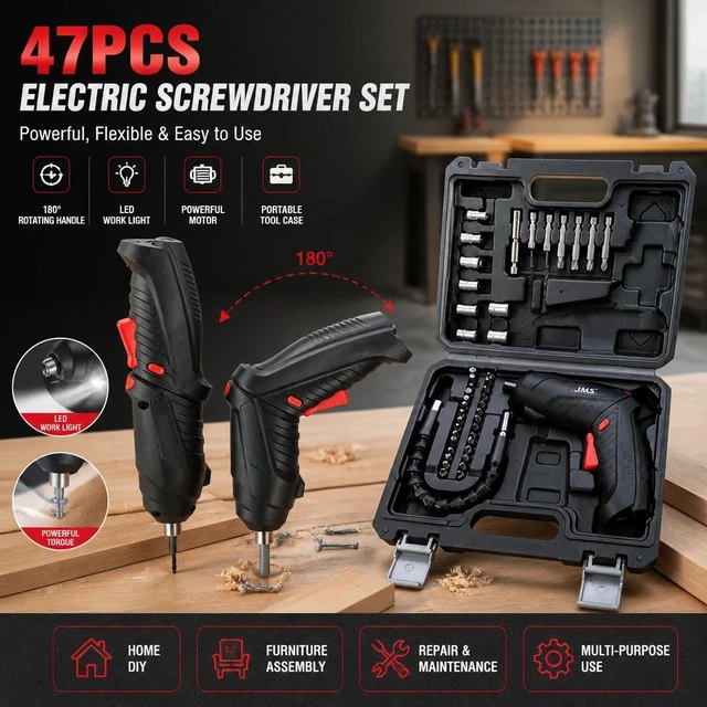 Main image of 47PCS 3.6V Electric Screwdriver Set 1800mAh Battery Powered Portable Cordless