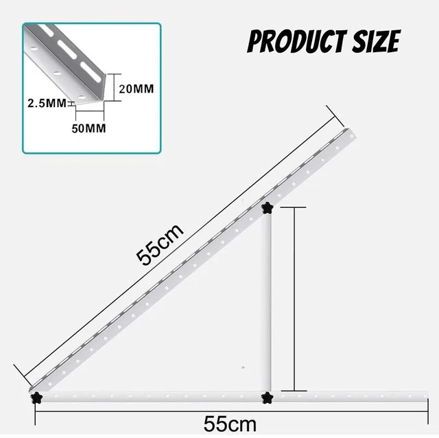 Alt view image 3 of 7 - 2x Adjustable Solar Panel Mounting Brackets Angle Solar Panel Bracket Tilt Mount