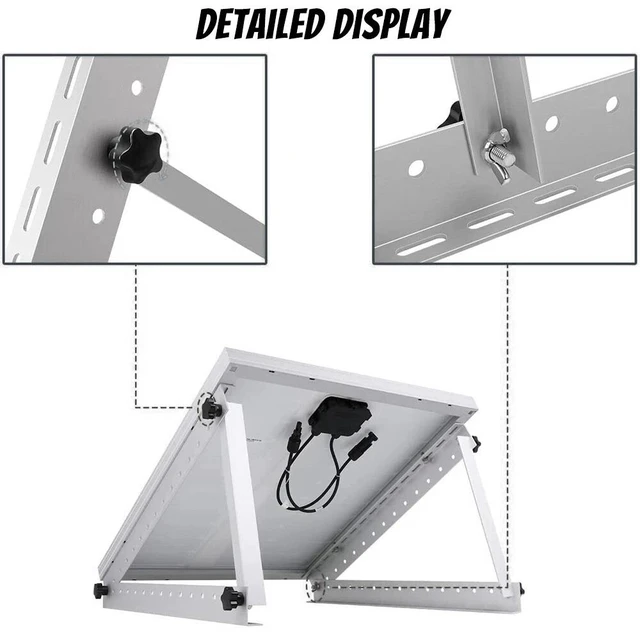 Alt view image 4 of 7 - 2x Adjustable Solar Panel Mounting Brackets Angle Solar Panel Bracket Tilt Mount
