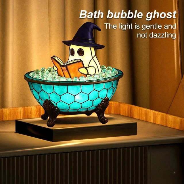 Alt view image 5 of 7 - Ghost Bubble Bath Lamp Halloween Cute Ghost Decor w/ Soft LED Light & Read Lamp