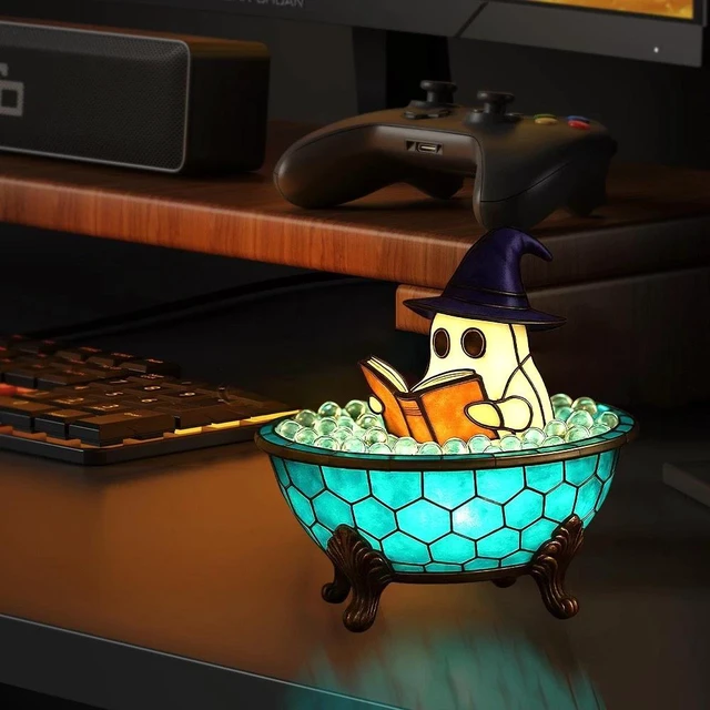 Alt view image 6 of 7 - Ghost Bubble Bath Lamp Halloween Cute Ghost Decor w/ Soft LED Light & Read Lamp