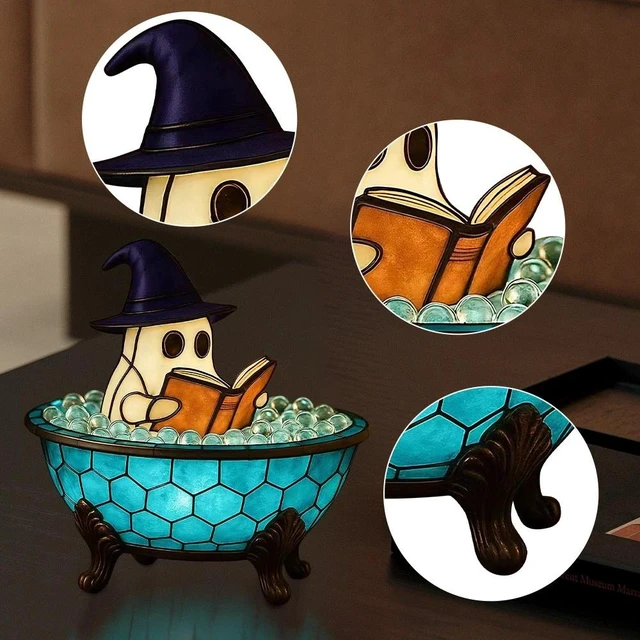 Alt view image 4 of 7 - Ghost Bubble Bath Lamp Halloween Cute Ghost Decor w/ Soft LED Light & Read Lamp