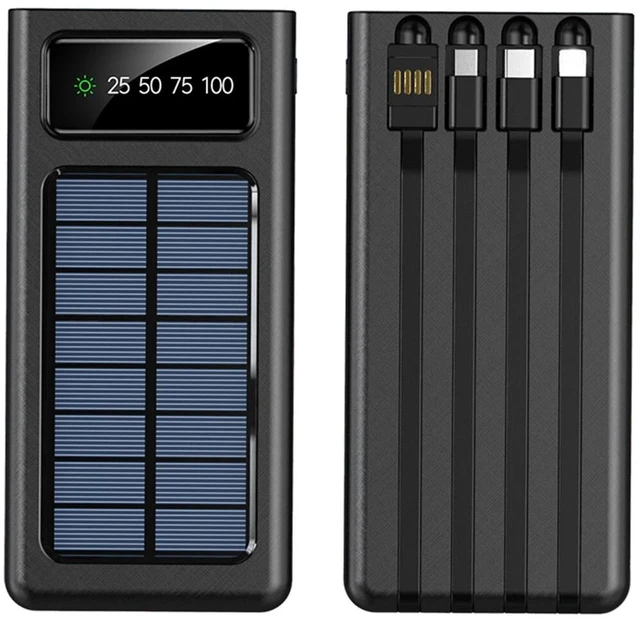 Alt view image 5 of 7 - 40000mAh Solar Power Bank Portable Charger LED Flashlight W/ 4 Cables Universal