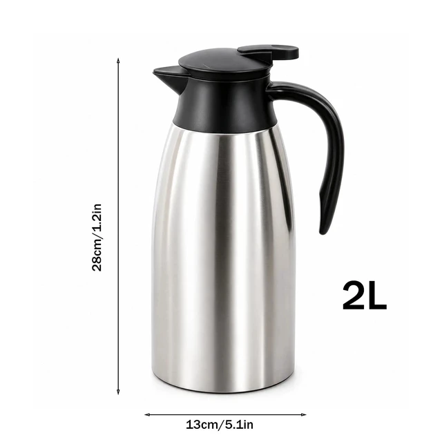 Alt view image 2 of 7 - 2L Thermal Coffee Carafe for Keeping Hot Stainless Steel Carafe Thermos Flask