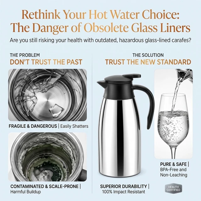Alt view image 3 of 7 - 2L Thermal Coffee Carafe for Keeping Hot Stainless Steel Carafe Thermos Flask