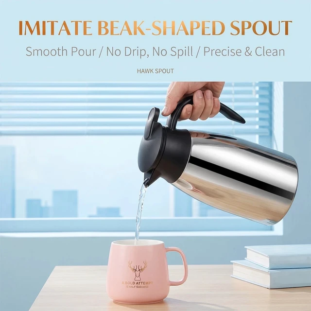 Alt view image 7 of 7 - 2L Thermal Coffee Carafe for Keeping Hot Stainless Steel Carafe Thermos Flask