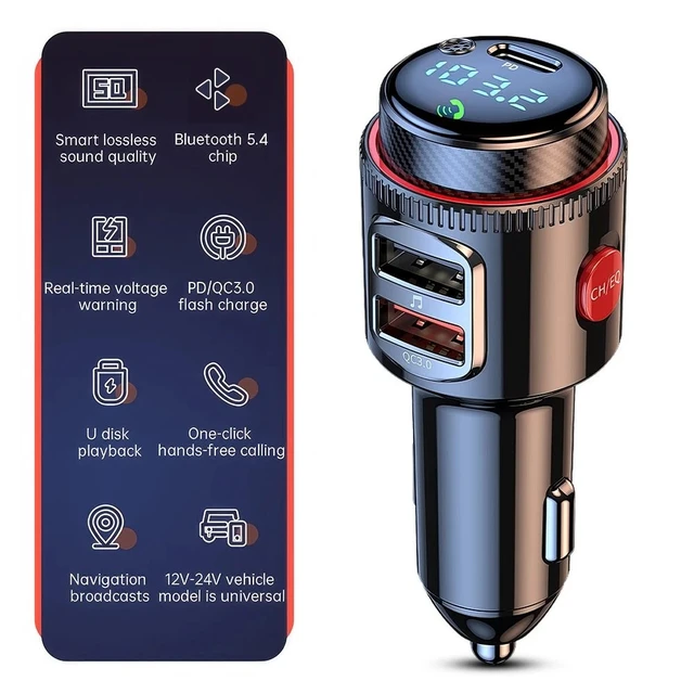 Alt view image 9 of 14 - Car Wireless Bluetooth FM Transmitter MP3 Player USB Car Charger Radio Adapter