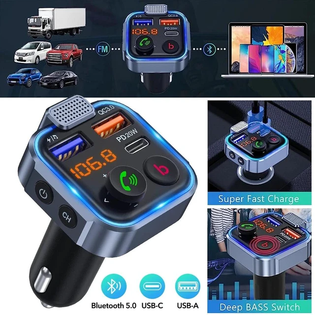 Alt view image 2 of 7 - Bluetooth Car Kit MP3 Player FM Transmitter Wireless Radio Adapter USB Charger