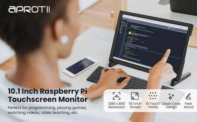 Alt view image 6 of 7 - Touchscreen 10.1" 16:9 Portable Monitor IPS 1280*800 plug & play Second Monitor