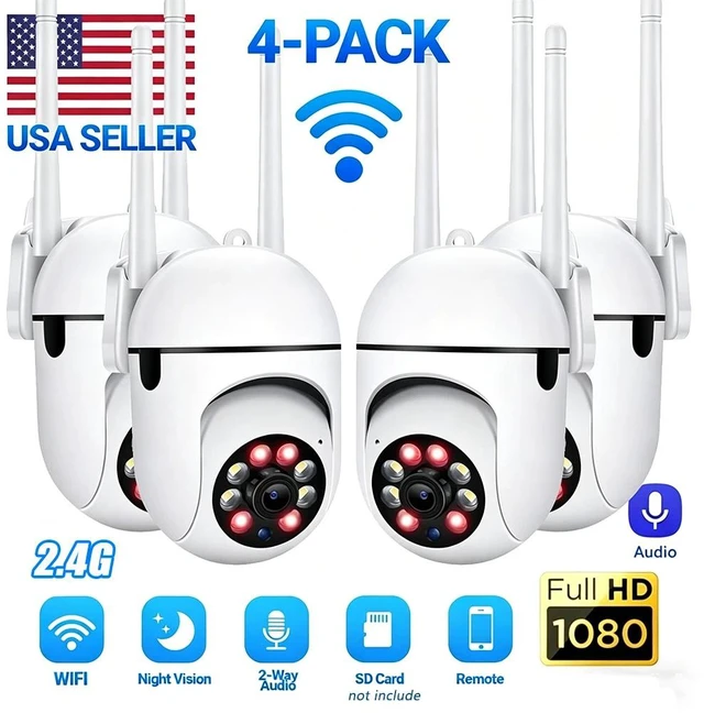Main image of 4Pack Wireless 2.4G WiFi Security Camera System Smart Outdoor Night Vision 1080P