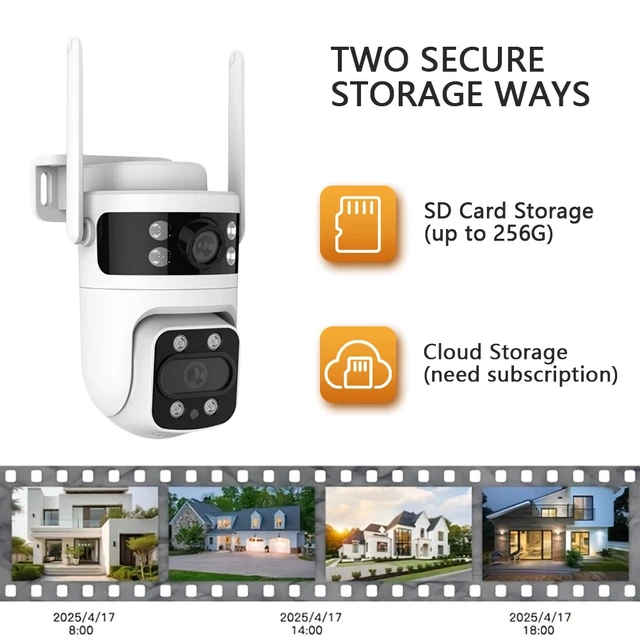 Alt view image 5 of 7 - boykeep Outdoor Camera 6MP Dual Lens 2.4G Wireless WIFI Smart Home IR Cam 3PCS