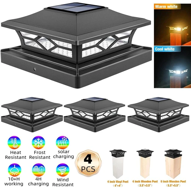 Main image of 2 Pack Solar Post Light For 4x4 6x6 Outdoor Waterproof LED Deck Fence Light