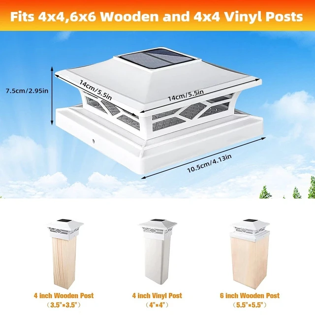 Alt view image 4 of 7 - 2 Pack Solar Post Light For 4x4 6x6 Outdoor Waterproof LED Deck Fence Light